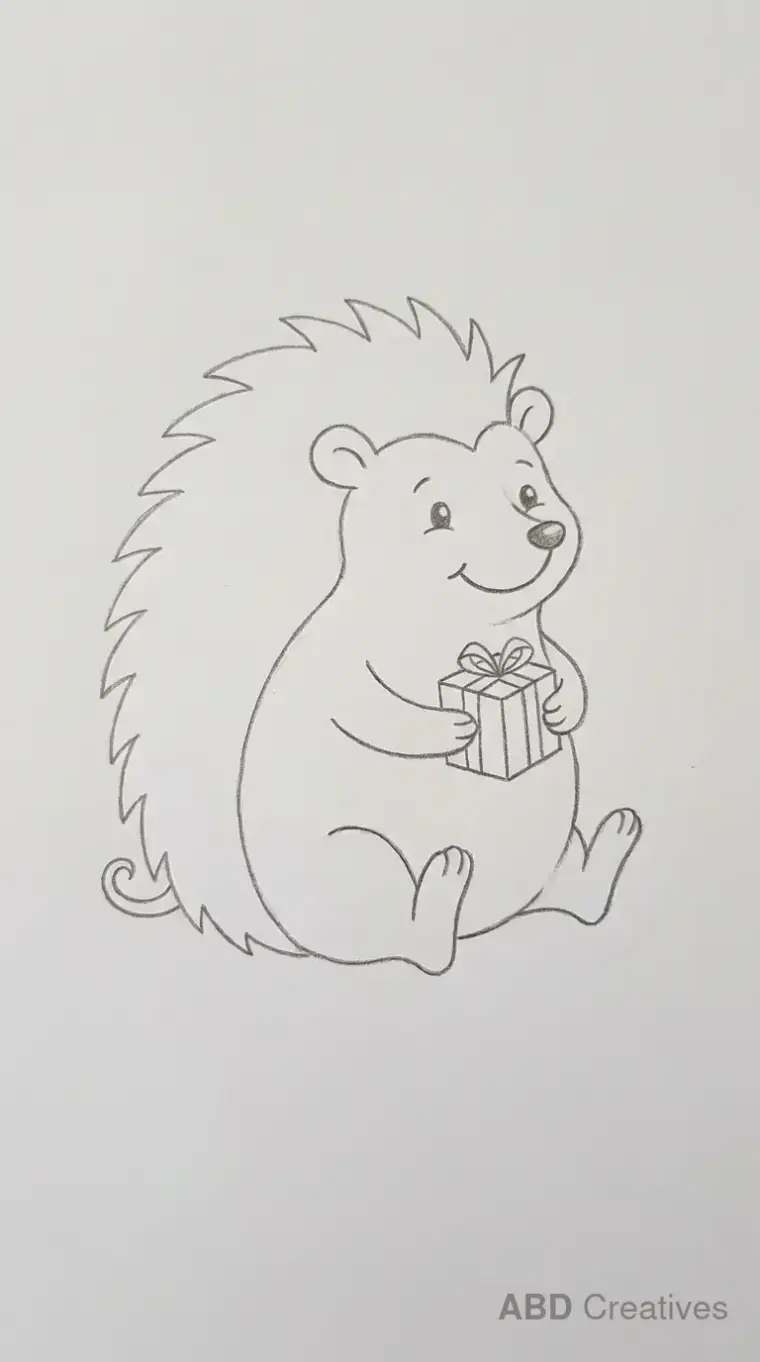 Hedgehog Holding a Gift Box
