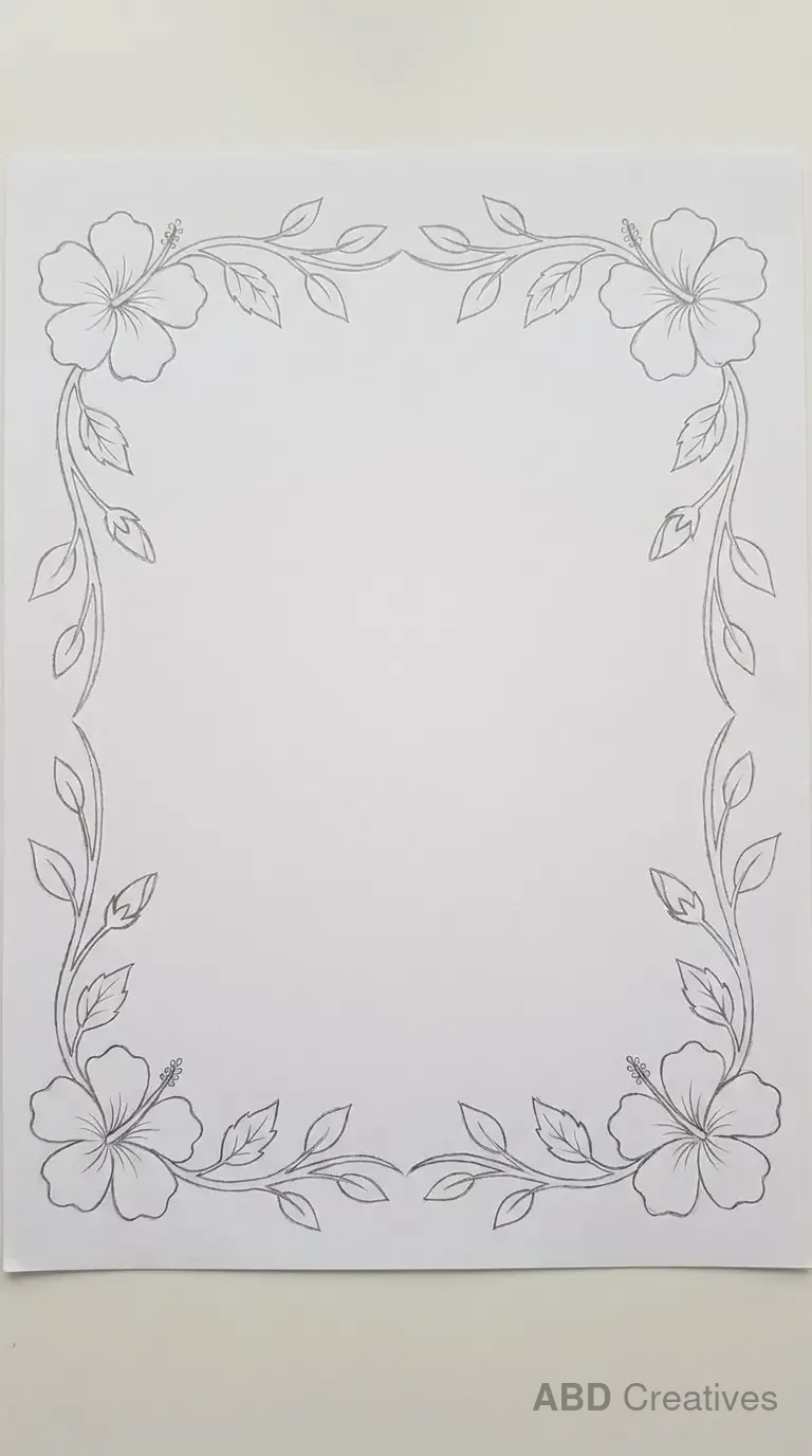 Hibiscus Flower Border Frame