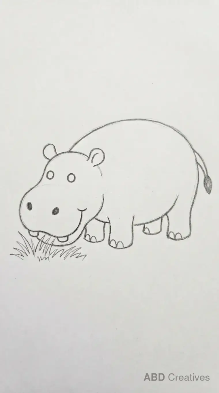 Hippo Standing by a Small Tree