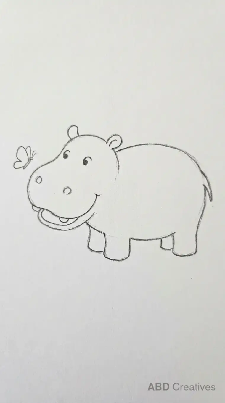 Hippo Standing Under an Umbrella