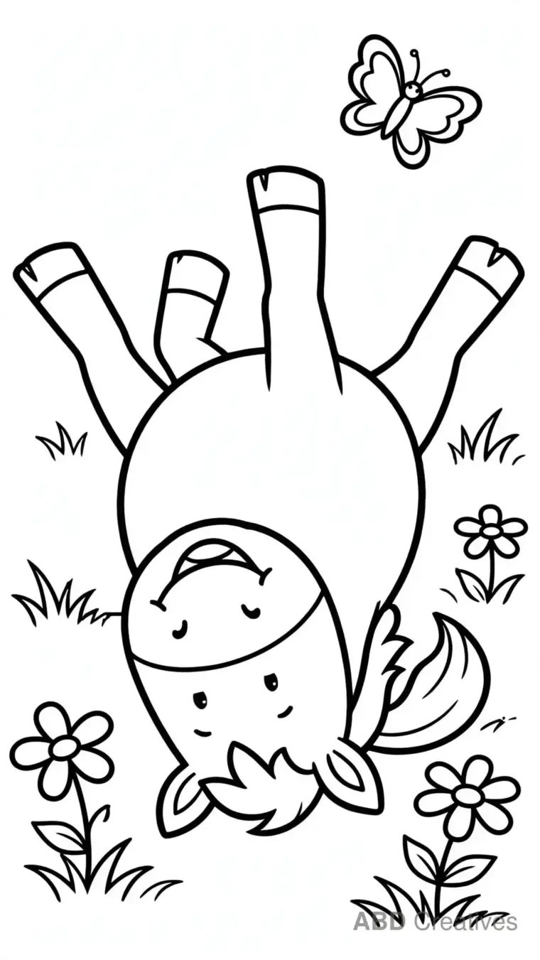 Horse Rolling in the Grass Coloring Page