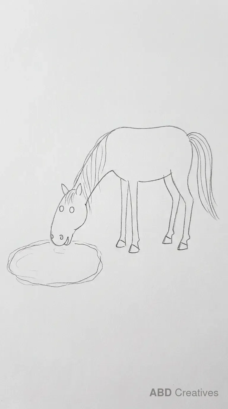 Horse Drinking from a Bowl