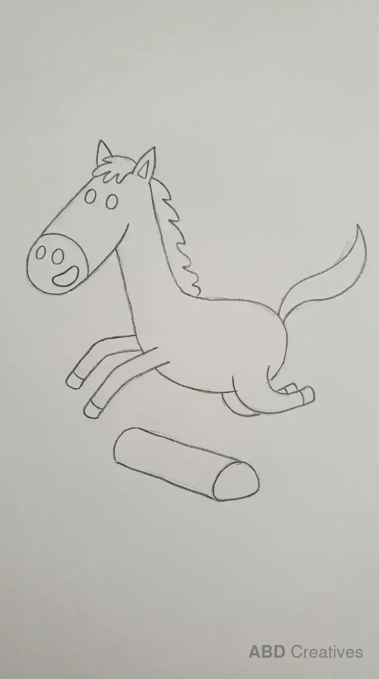 Horse Jumping Over a Log