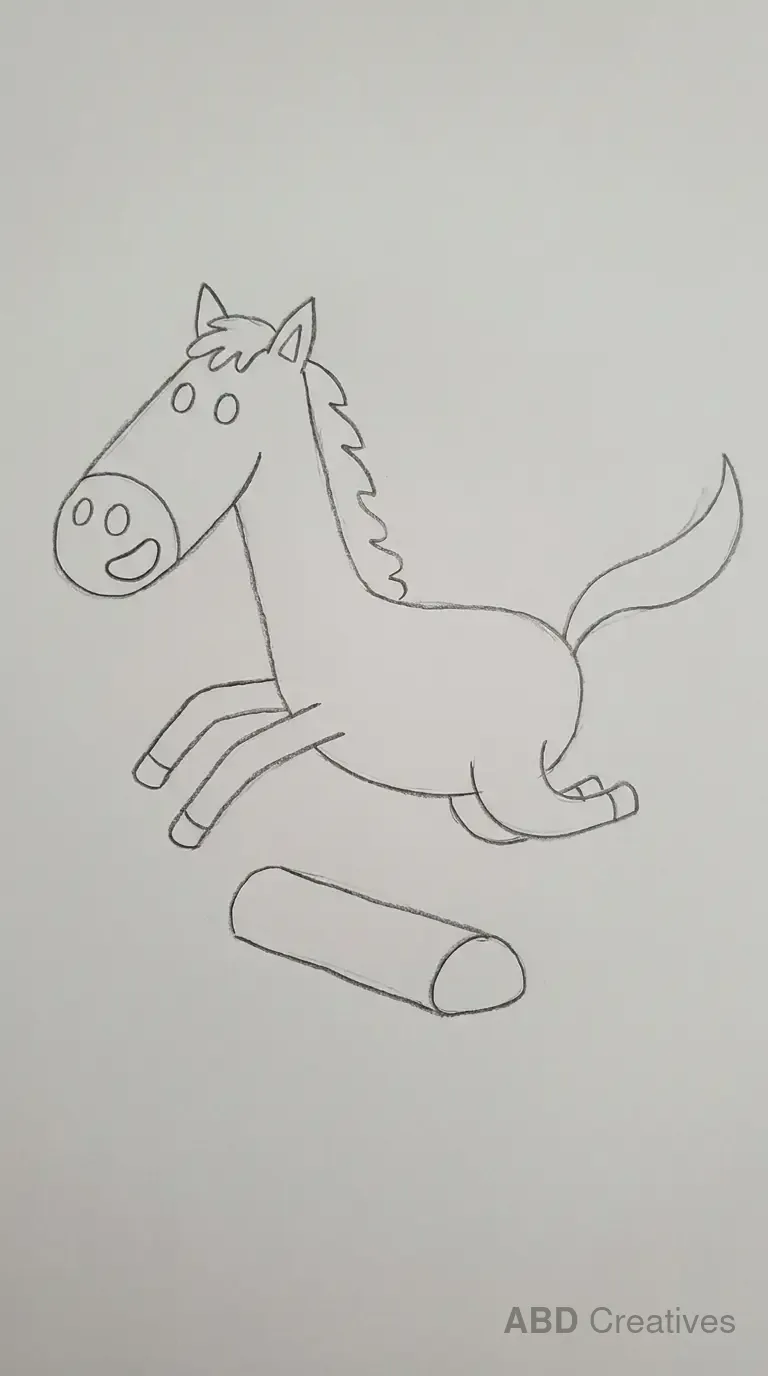 Horse Jumping Over a Log