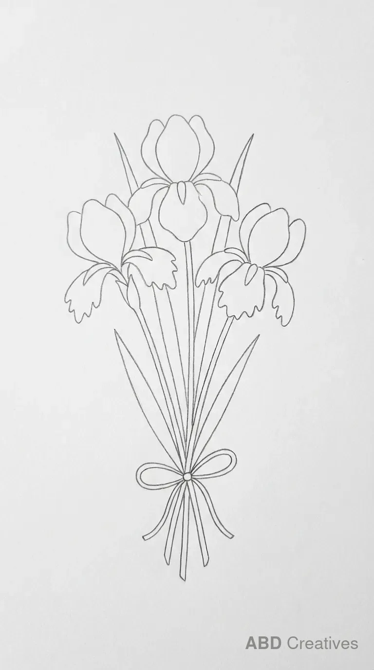Iris Bouquet Tied with a Bow