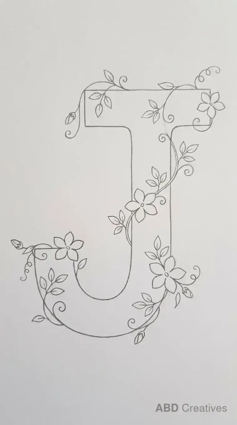 Letter J with Jasmine Flowers