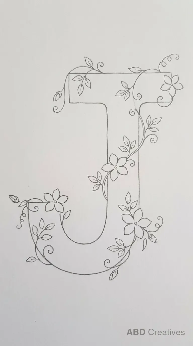 Letter J with Jasmine Flowers