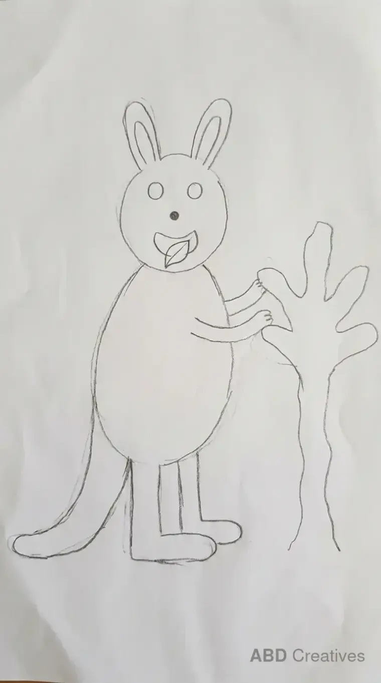 Kangaroo Eating Leaves By a Tree
