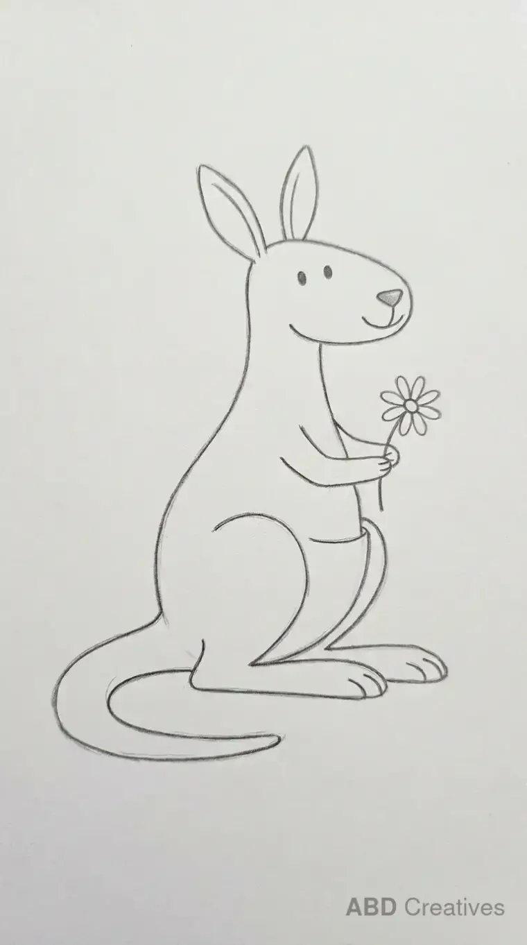 Kangaroo Holding a Flower