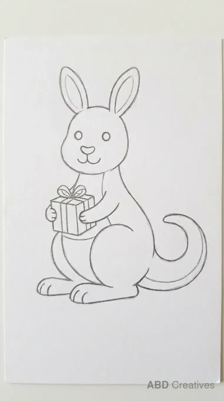 Kangaroo Sitting With a Gift Box