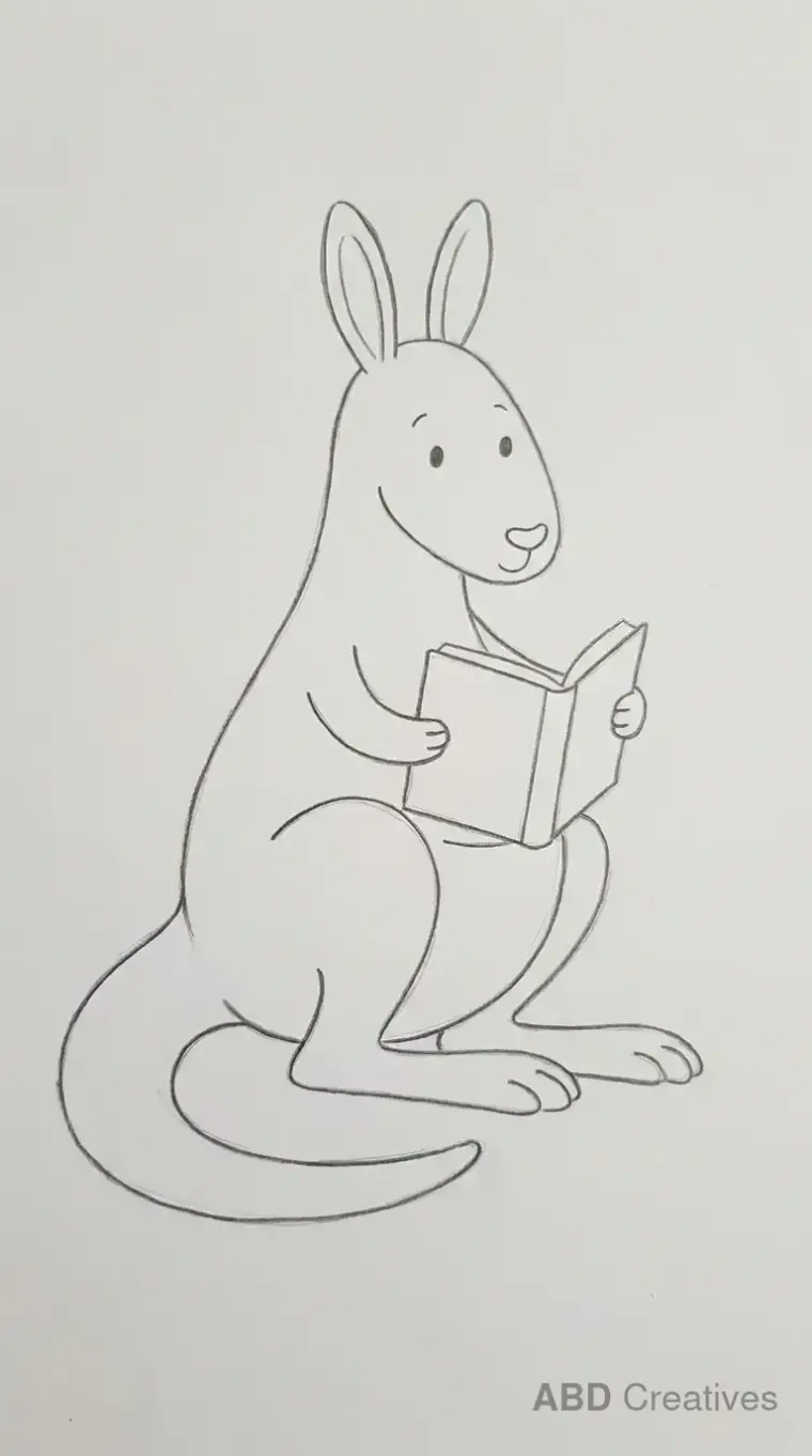 Kangaroo Sitting and Reading a Book
