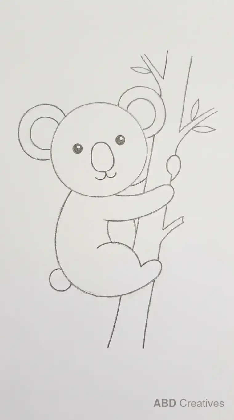 Koala Climbing a Tree Trunk