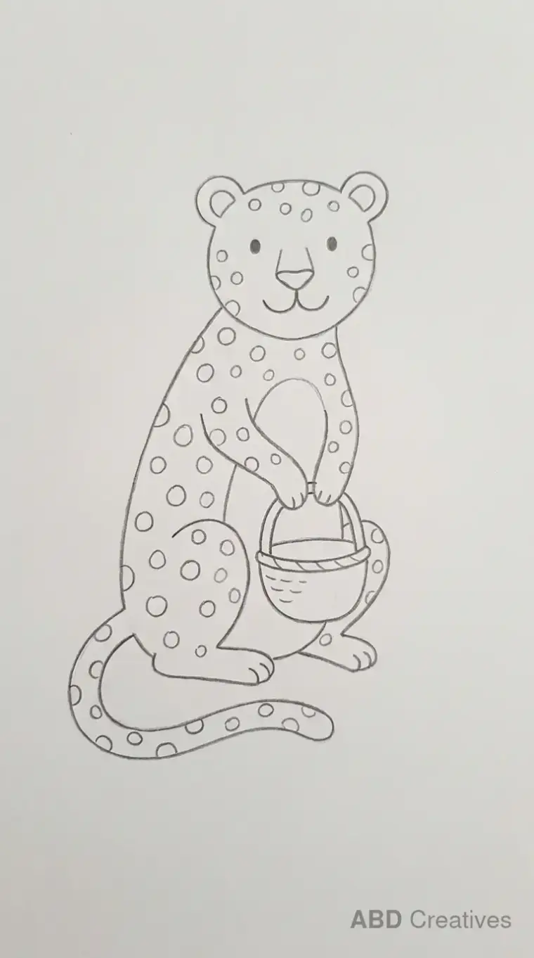 Leopard Holding Small Basket