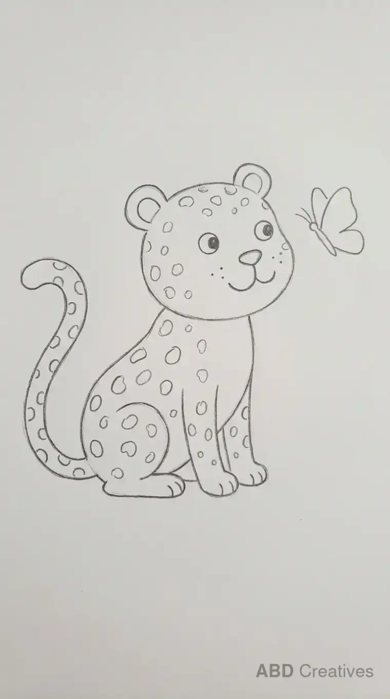 Leopard Looking at Butterfly