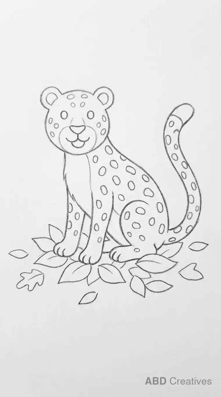 Leopard Sitting in Leaves