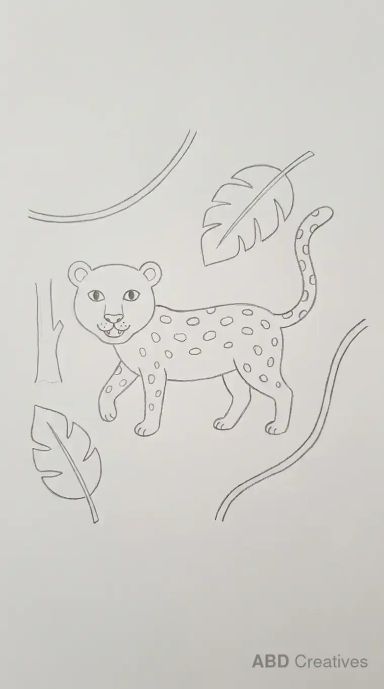 Leopard Walking in Jungle Scene