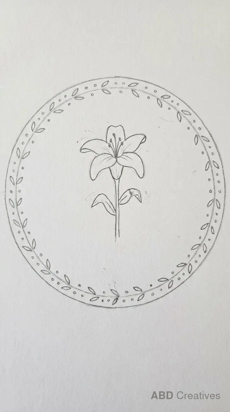 Lily in a Round Frame