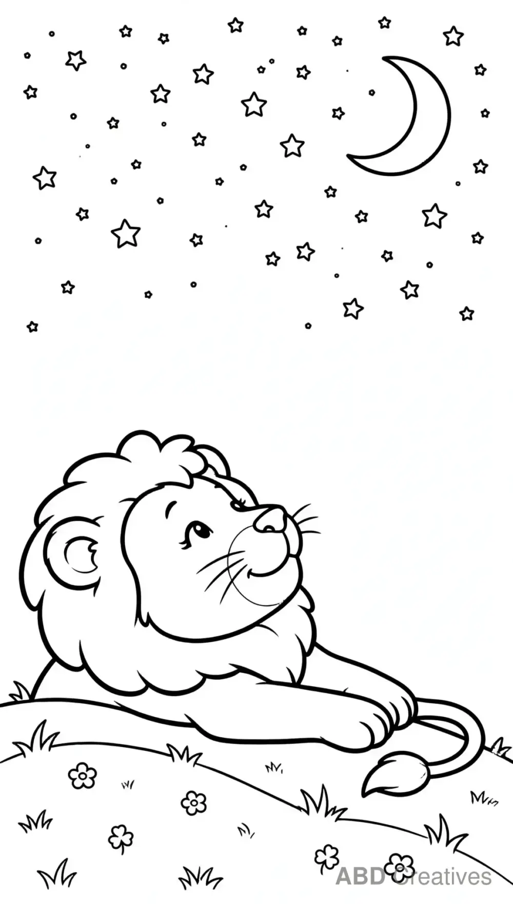 Lion Gazing at the Stars Coloring Page