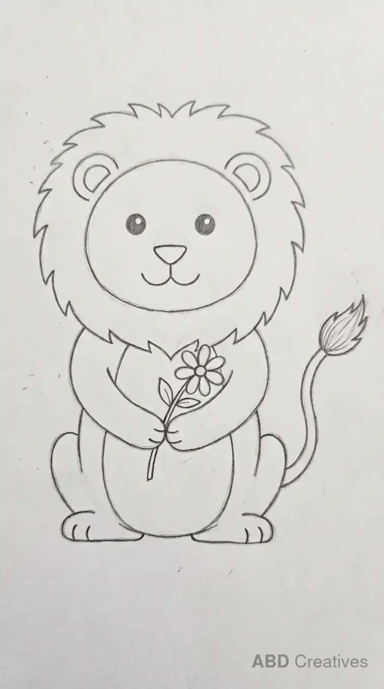 Lion Holding a Flower