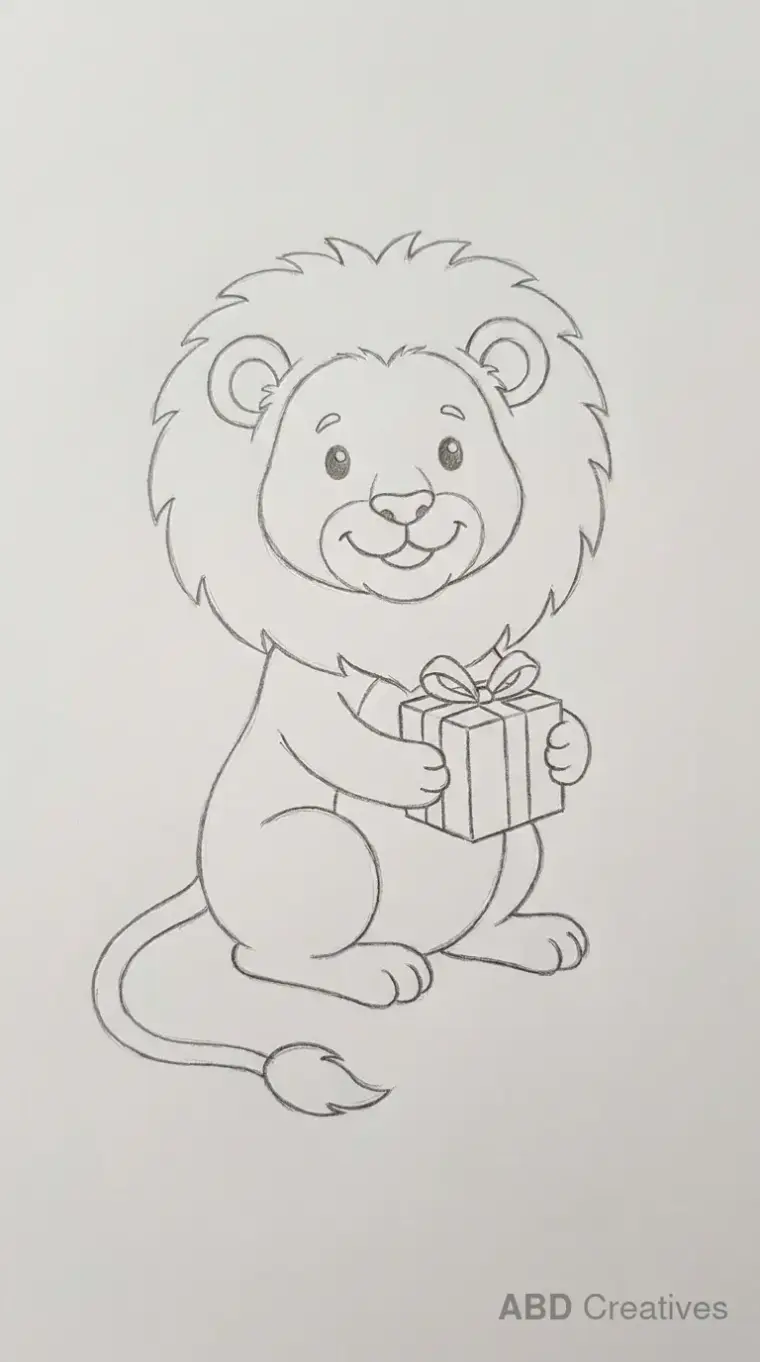 Lion Holding a Gift Box