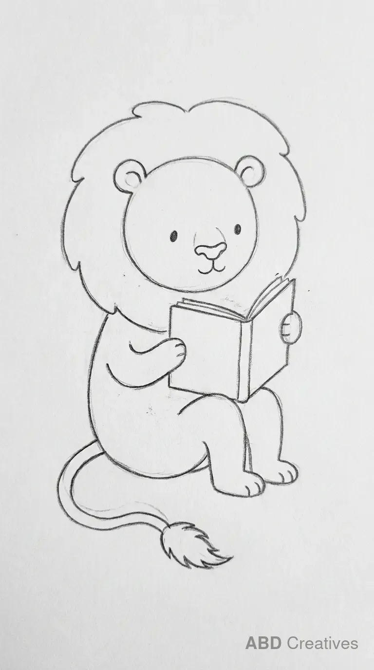 Lion Reading a Book