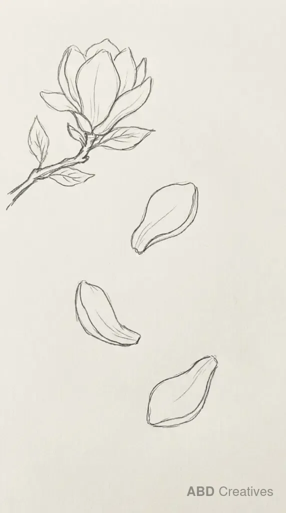 Magnolia with Falling Petals