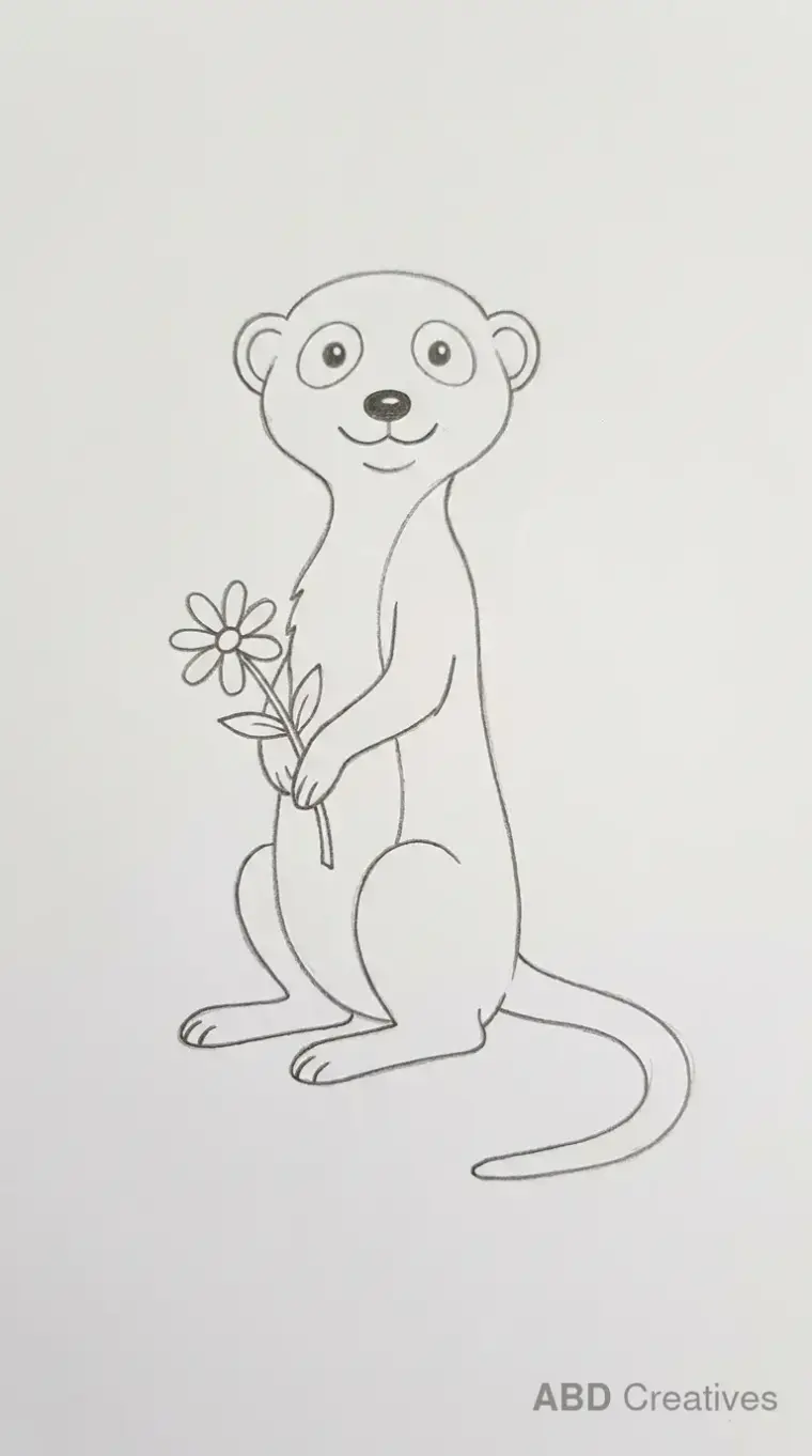 Meerkat Holding Desert Flower Drawing