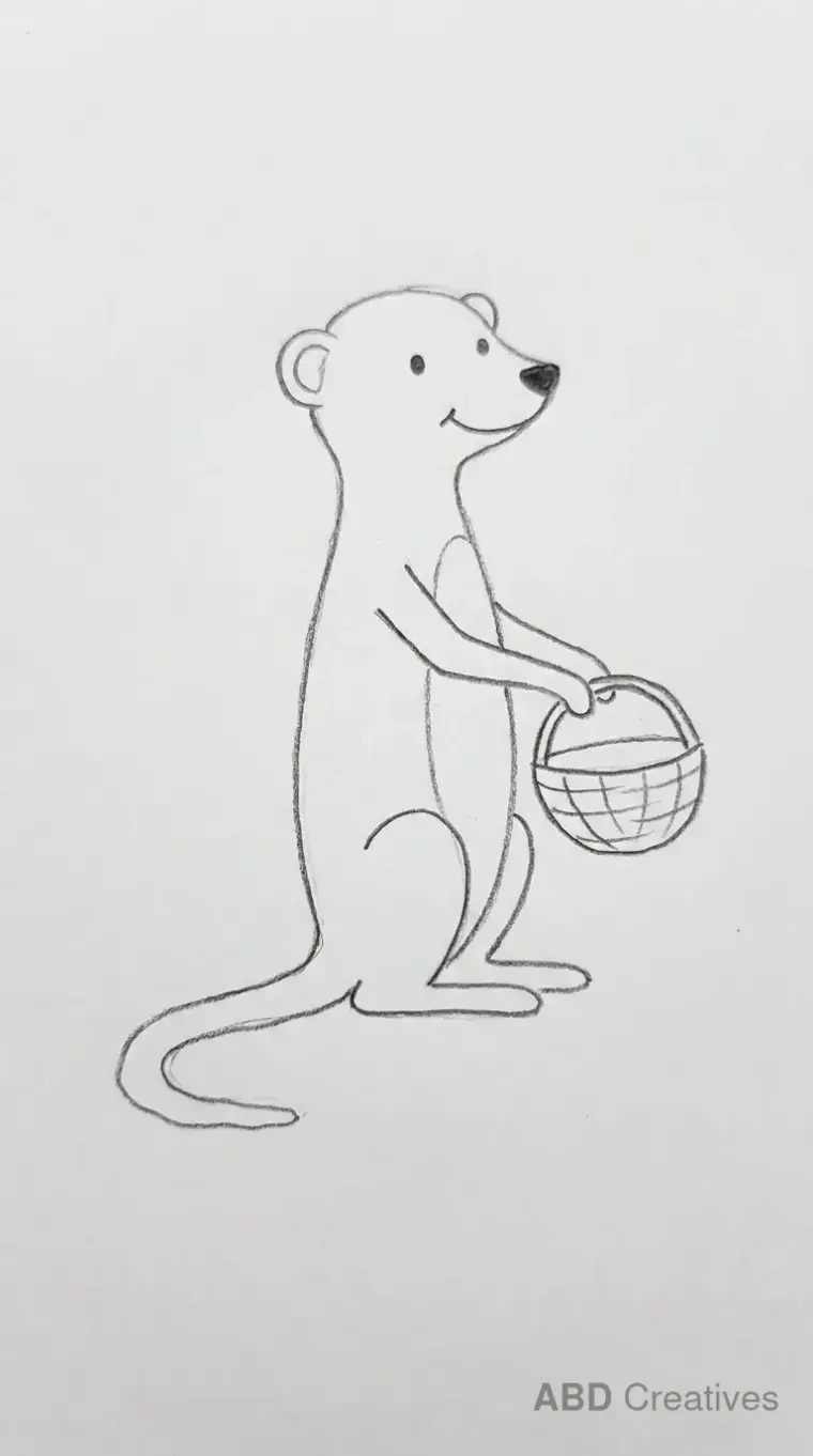 Meerkat Holding Small Basket Drawing