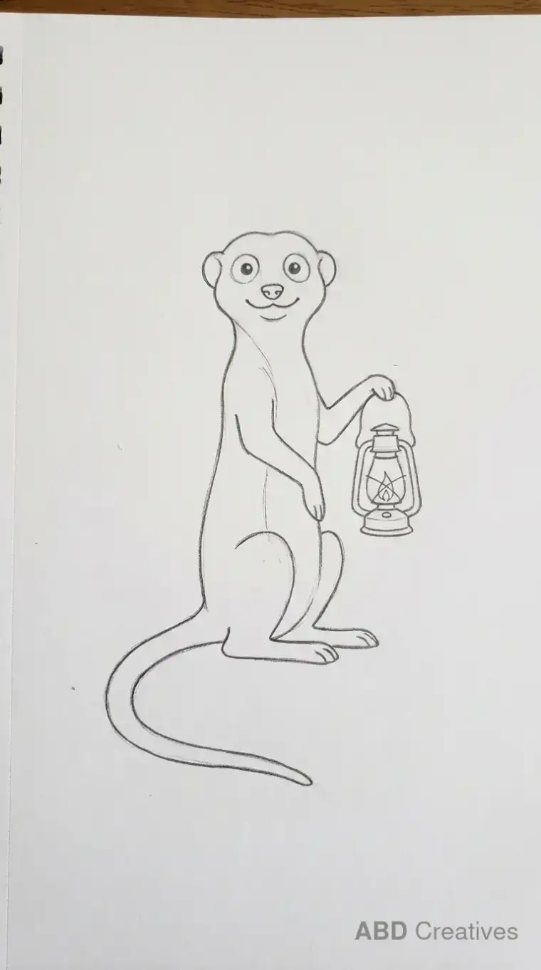 Meerkat Holding Small Lantern Drawing