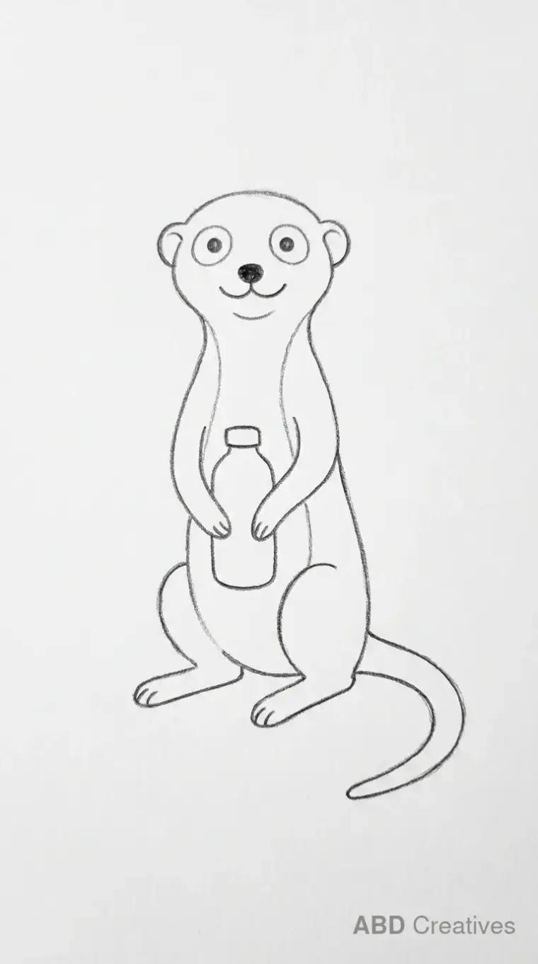 Meerkat Holding Water Bottle Drawing