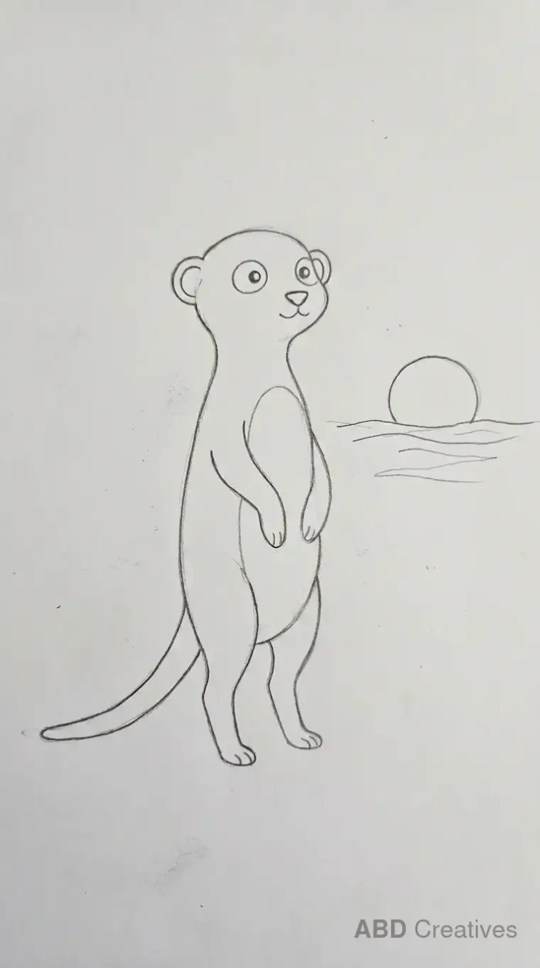 Meerkat Watching Setting Sun Drawing