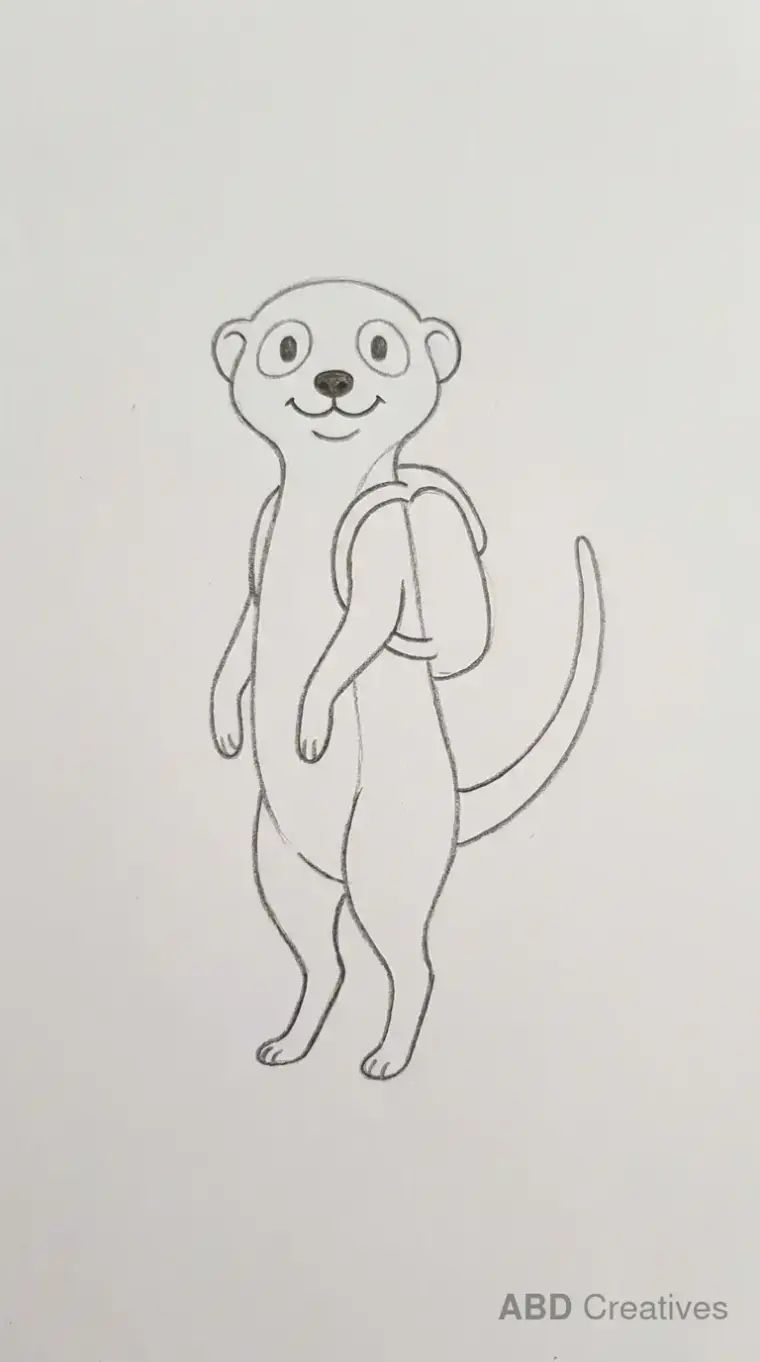 Meerkat Wearing Backpack Pencil Drawing