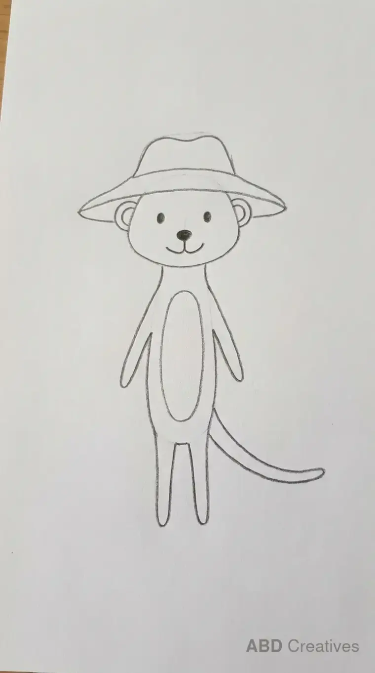 Meerkat Wearing Sun Hat Outline