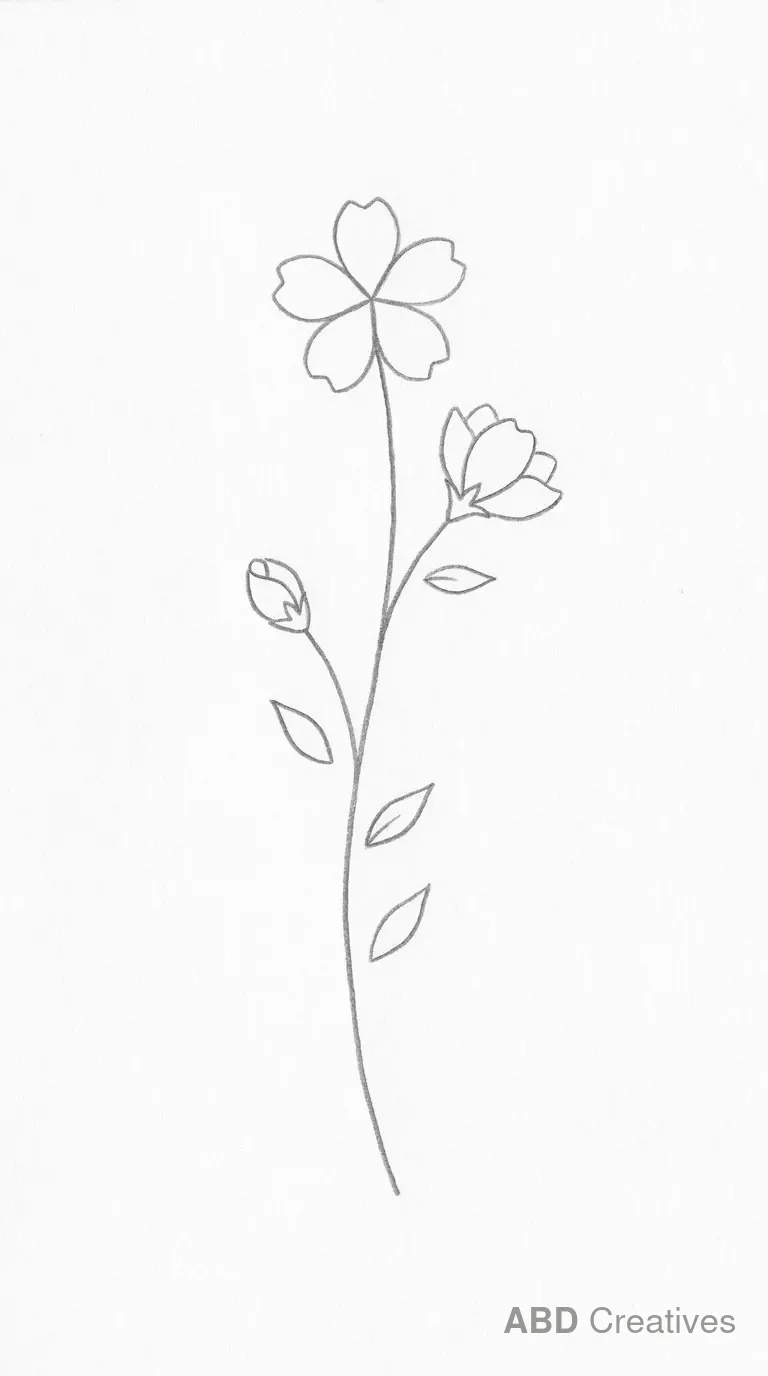 Minimalist Single Cherry Blossom Stem