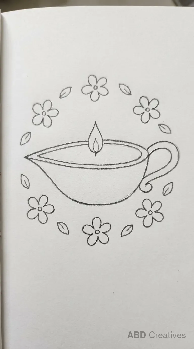 Mogra Flowers Around a Diya Lamp