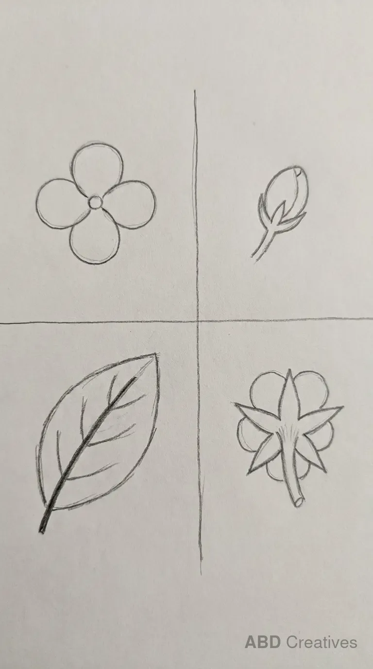 Mogra Practice Sheet with Four Parts