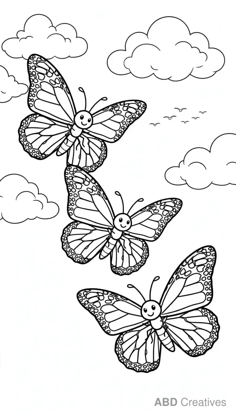 Monarch Butterfly Migration Coloring Page