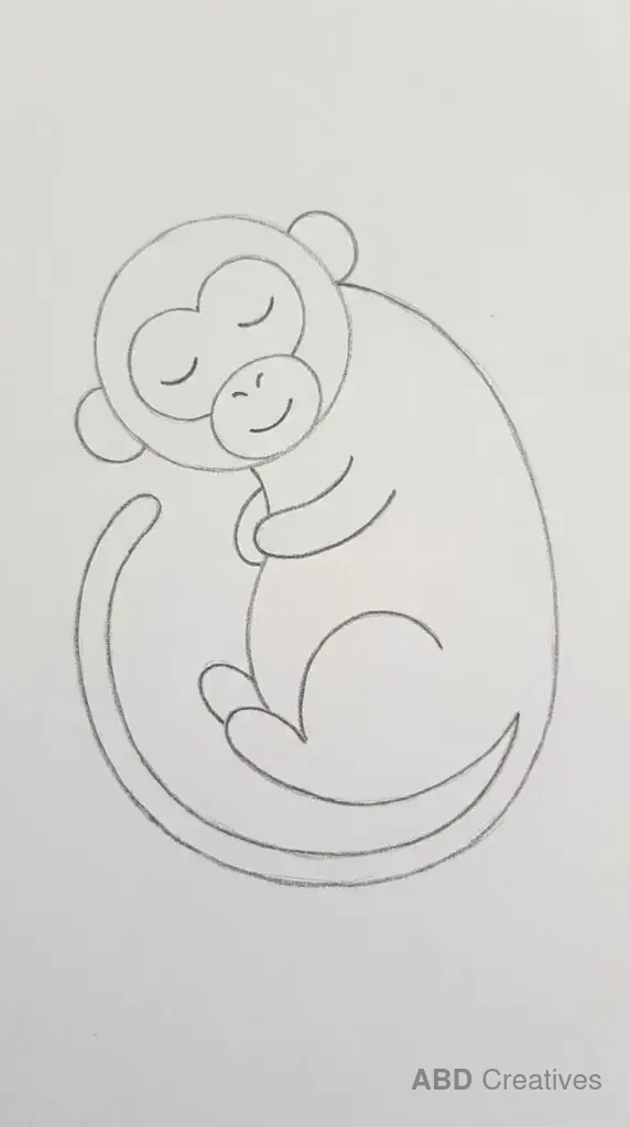Sleeping Monkey Curled Up
