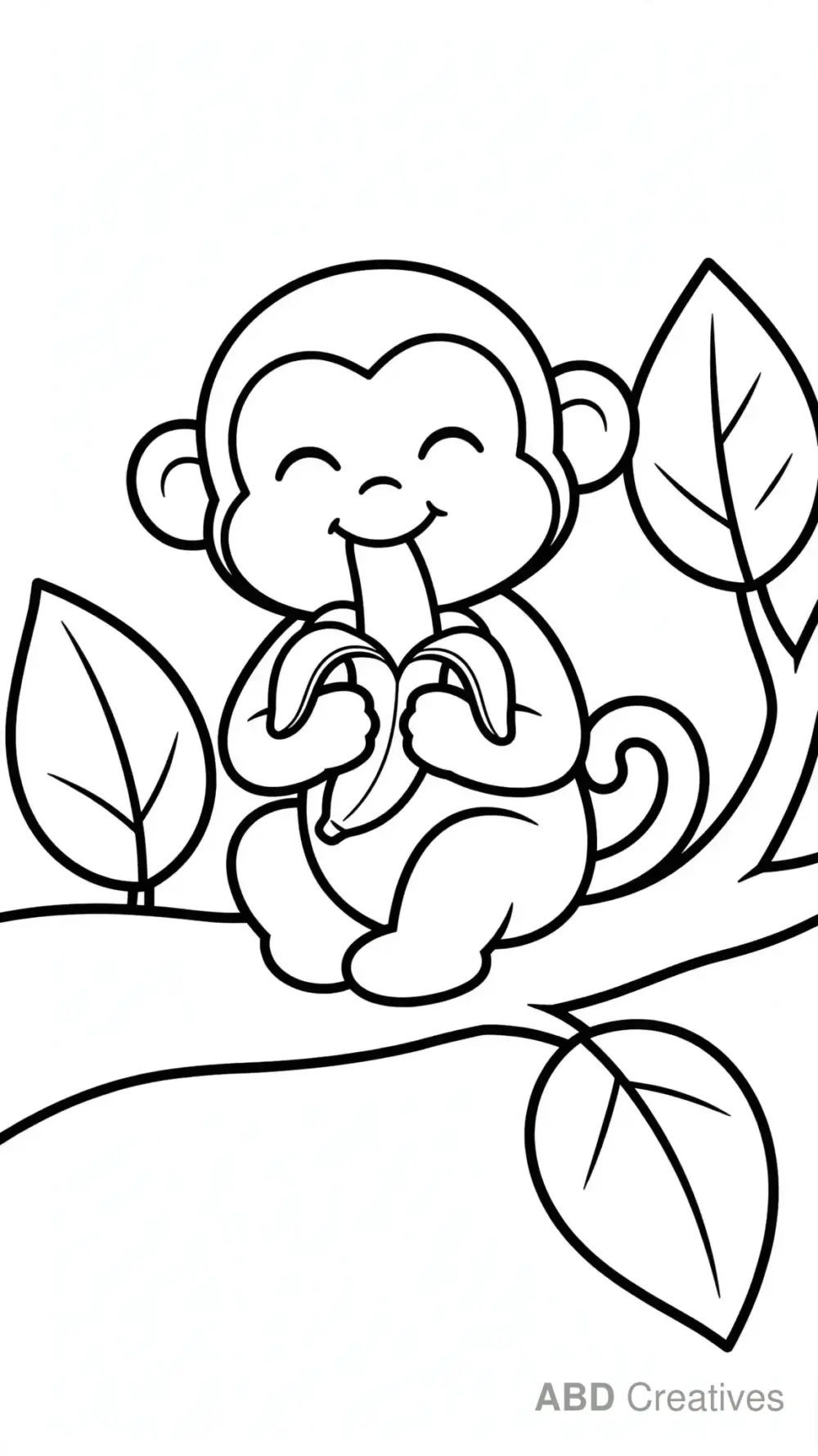 Monkey Eating a Banana Coloring Page