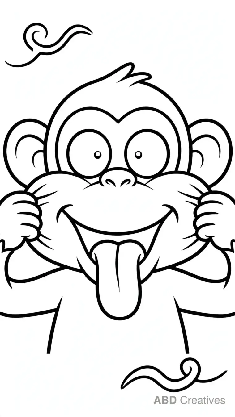 Monkey Making a Funny Face Coloring Page