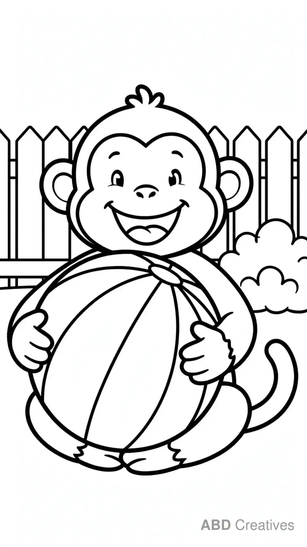 Monkey with a Ball Coloring Page