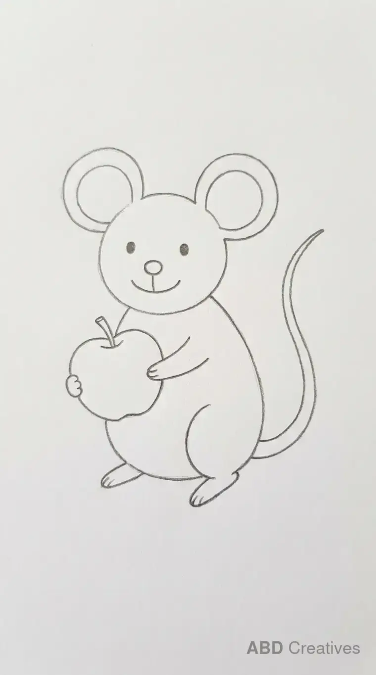 Mouse Carrying Apple Drawing