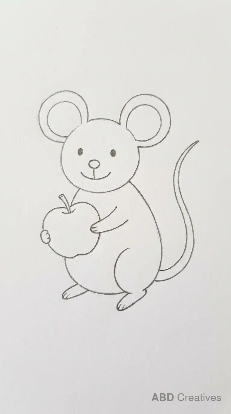 Mouse Carrying Apple Drawing