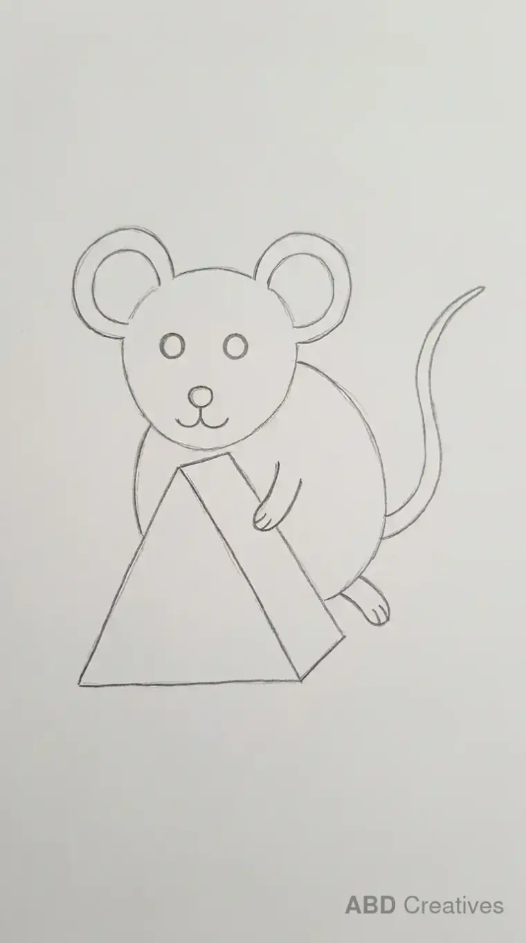Mouse Peeking Behind Cheese Drawing