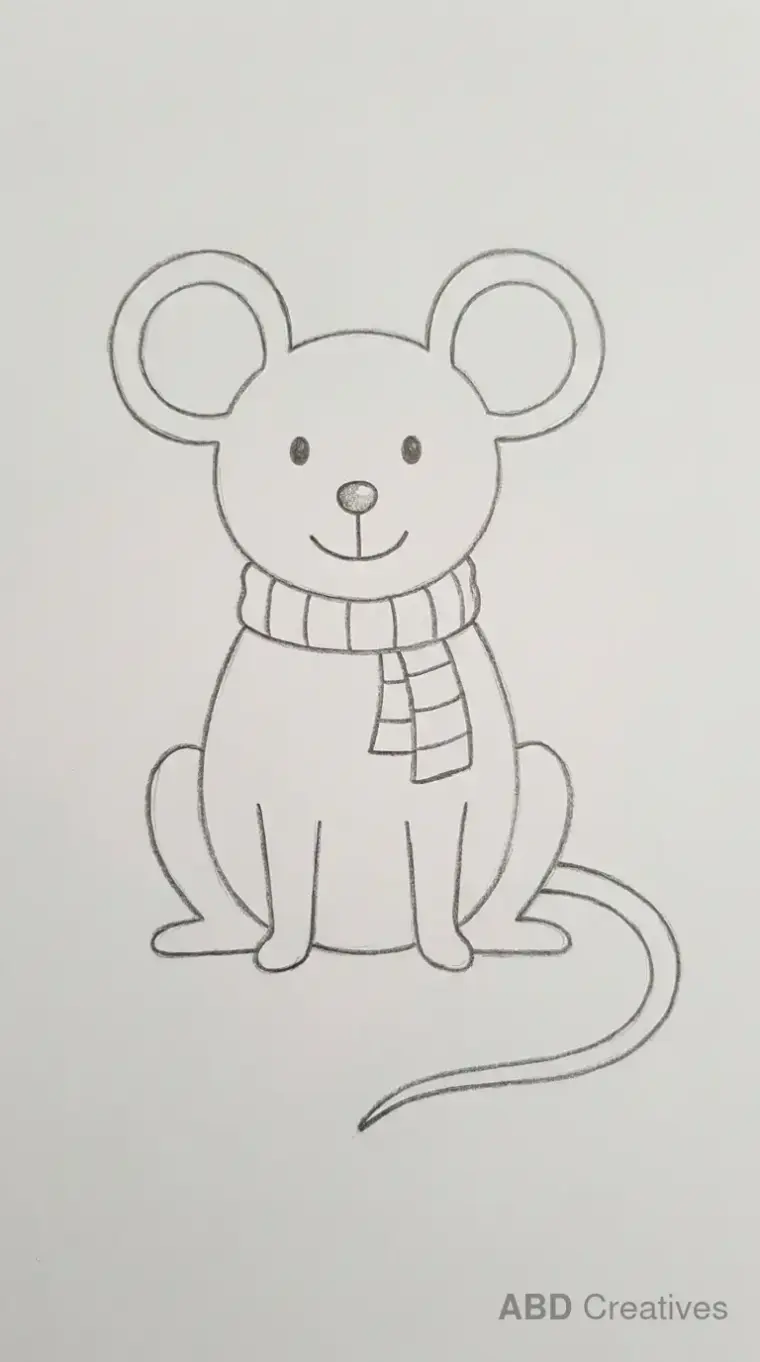 Mouse Wearing Scarf Drawing