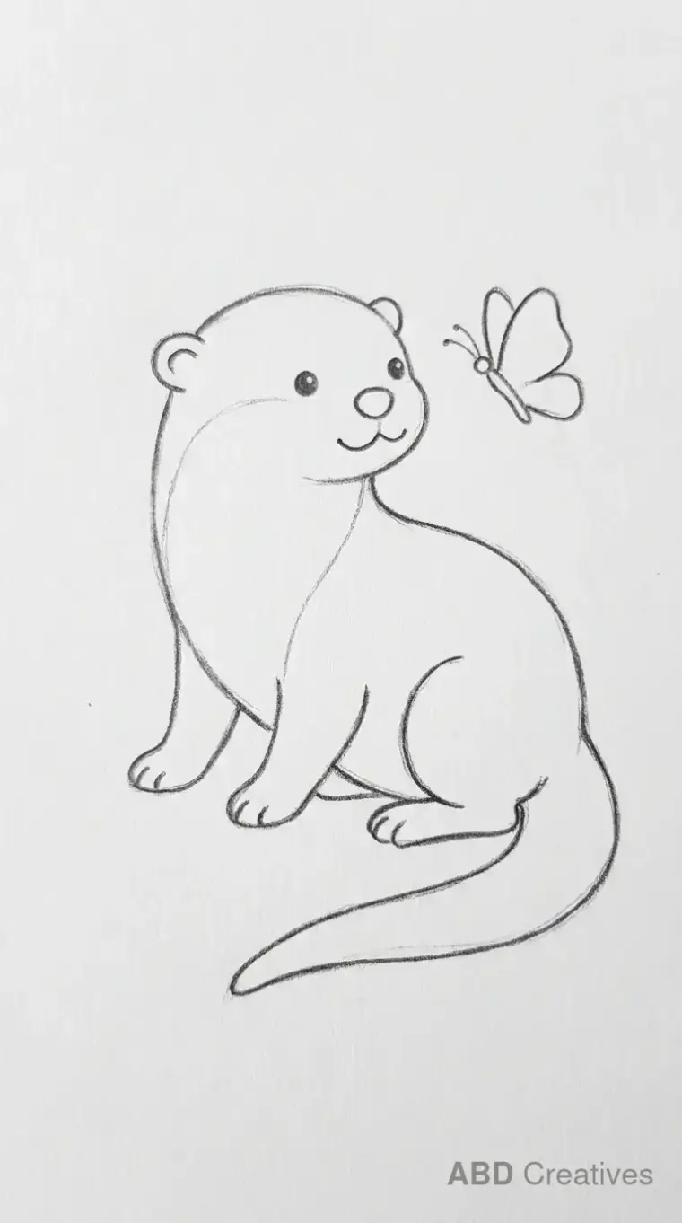 Otter Looking at Butterfly Drawing