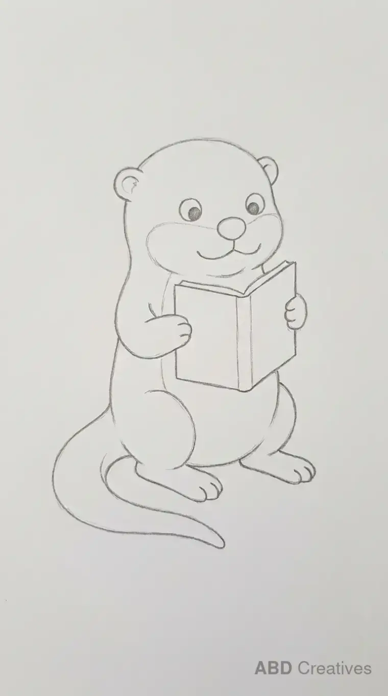 Otter Reading Book Drawing