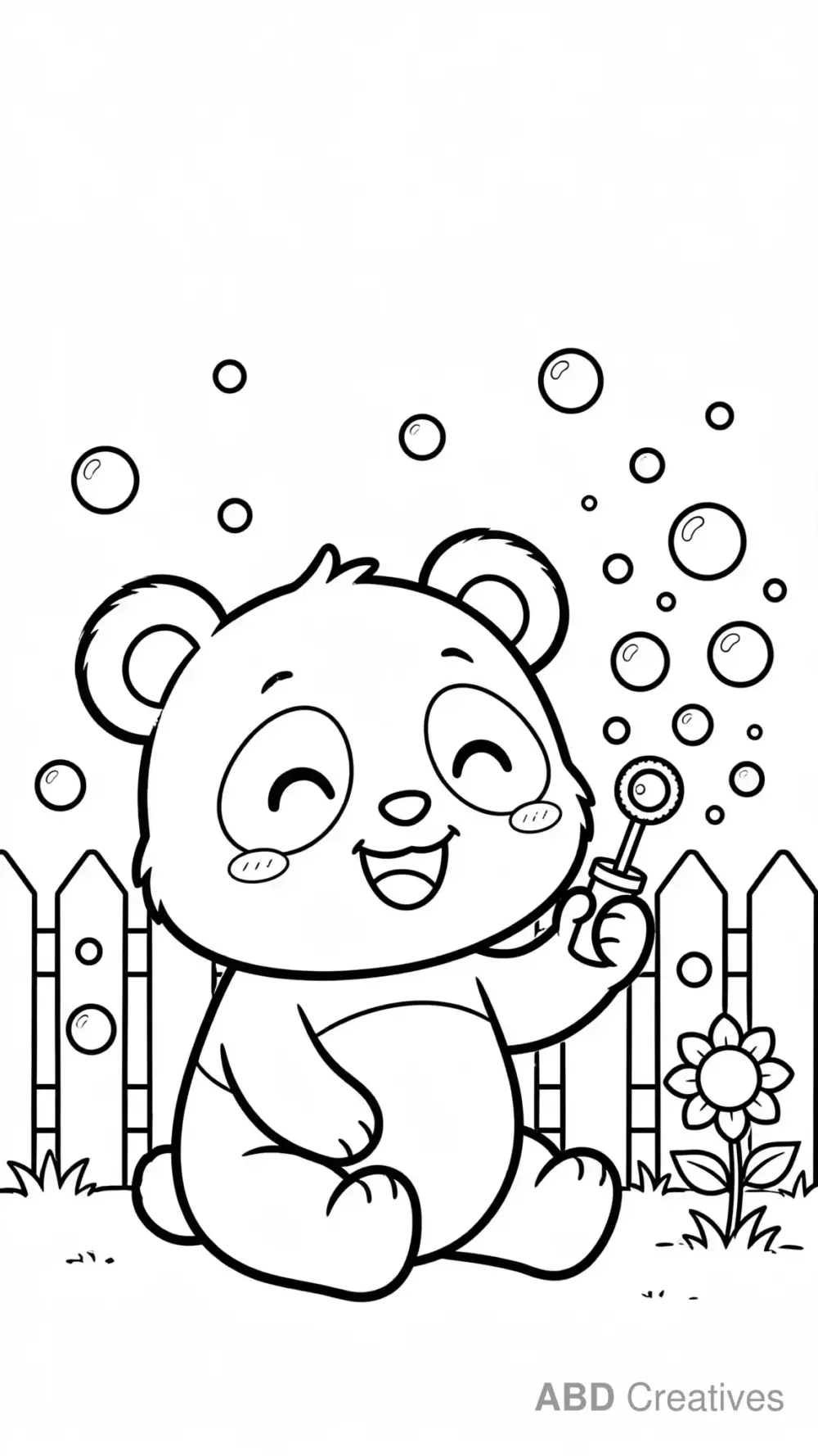 Panda Blowing Bubbles Coloring Page