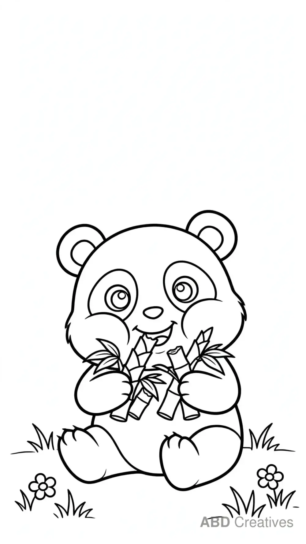 Panda Eating Bamboo Shoots Coloring Page