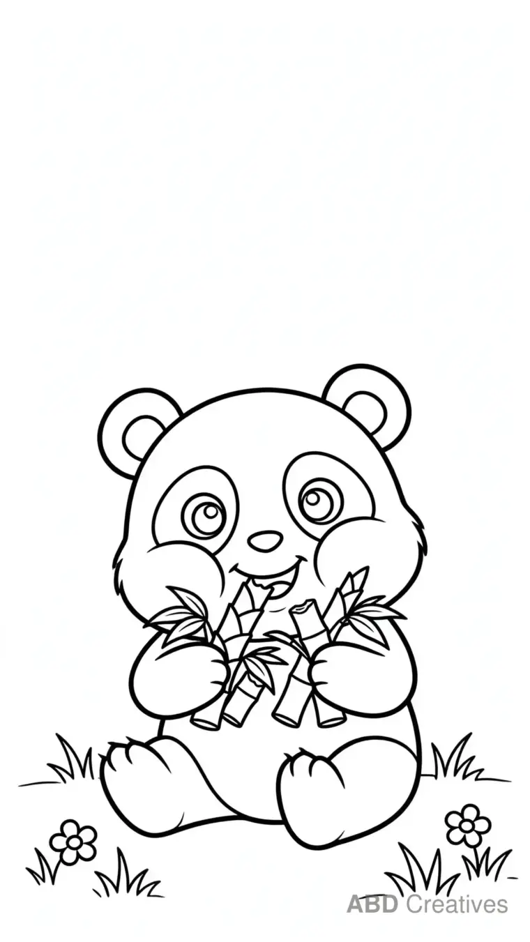 Panda Eating Bamboo Shoots Coloring Page